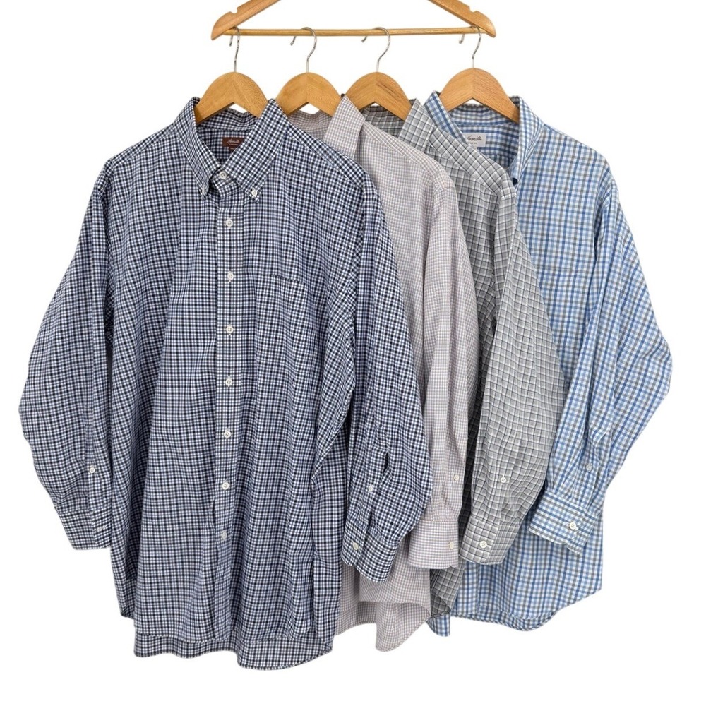 Hamilton Dress Shirts Mens XXL Lot of 4 Button Down Long Sleeve Plaid Gingham